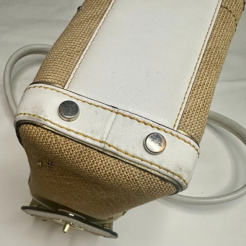 Coach Vintage Ladybug Applique Boxy Straw Tote Limited Edition 2004 Natural 4439